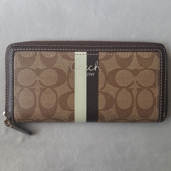 Coach Handbags - Coach Zip Around Bifold Brown Wallet